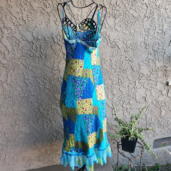 Emily Designs Y2K Silk Patchwork Pattern Slip Dress - Picture 6 of 8